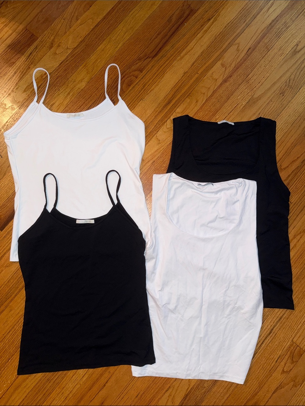 Lot of Zara Microfiber Black & White Camisole and Tank Set of 4 Large